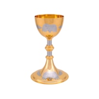CÁLICE DOURADO GRAVADO 18CM DE ALTURA