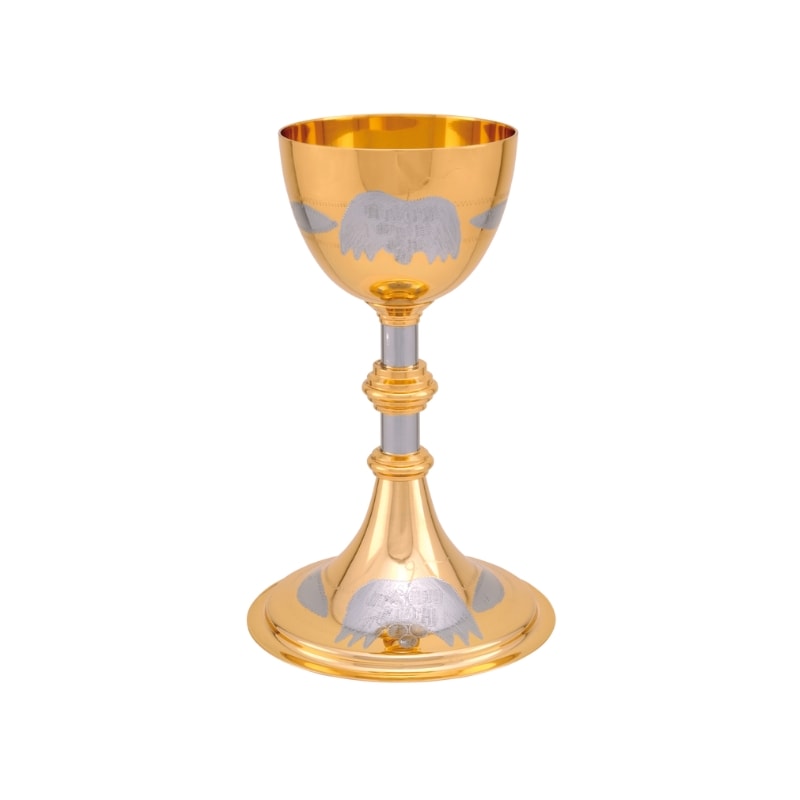 CÁLICE DOURADO GRAVADO 18CM DE ALTURA