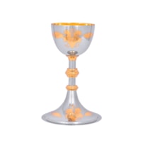 CÁLICE DOURADO INTERNO GRAVADO 18CM DE ALTURA