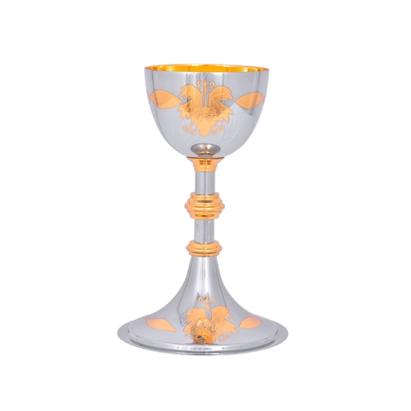 CÁLICE DOURADO INTERNO GRAVADO 18CM DE ALTURA