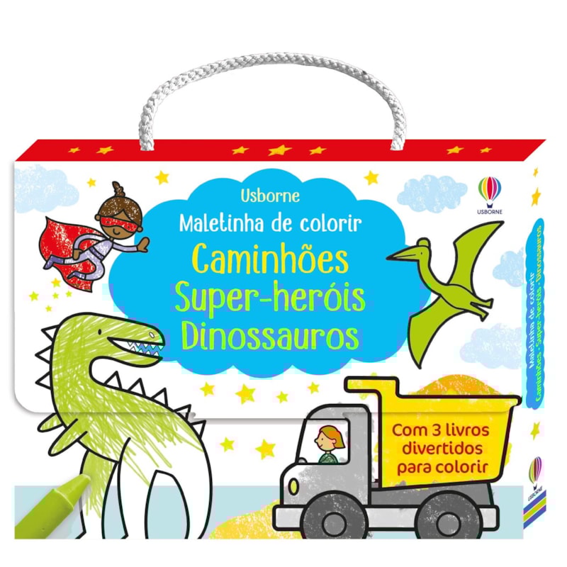 CAMINHÕES, SUPER HERÓIS DINOSSAUROS: MALETINHA DE COLORIR