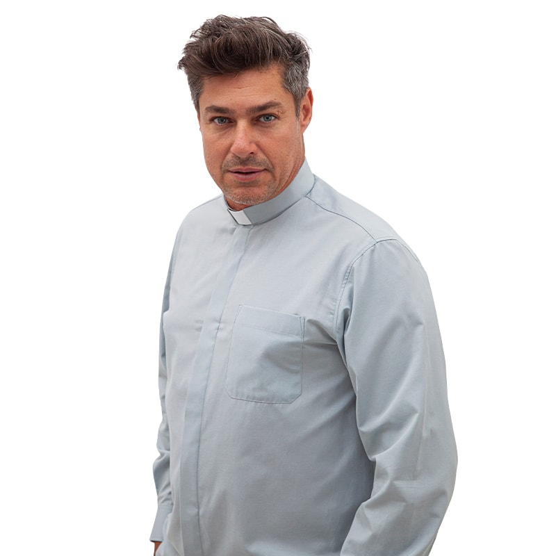 Camisa Clerical Ml Cinza 43