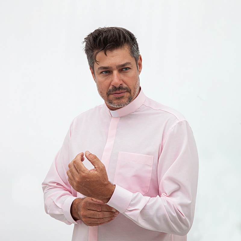 Camisa Clerical Ml Rosa 39