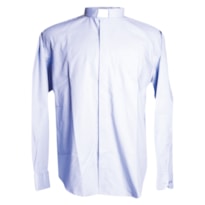 CAMISA COLARINHO ROMANO NATURAL BLEND MANGA LONGA 03 AZUL MONACO