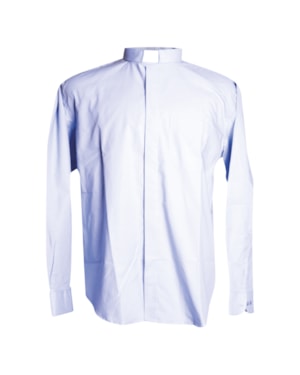 CAMISA COLARINHO ROMANO NATURAL BLEND MANGA LONGA 03 AZUL MONACO