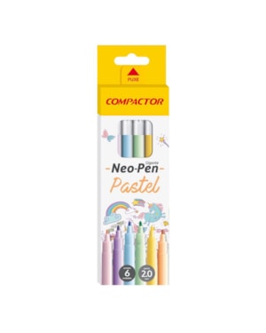 CANETA COMPACTOR HIDROGRAFICA COR PASTEL COM 06 CORES