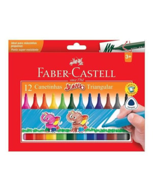 CANETA FABER CASTELL HIDROGRÁFICA JUMBO TRIANGULAR COM 12 CORES