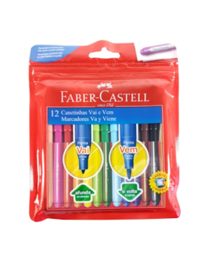 CANETA FABER CASTELL HIDROGRAFICA PONTA VAI E VEM COM 12 CORES