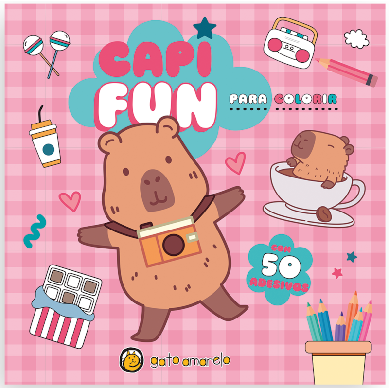 Capi Cute para Colorir: Capivara para Colorir com 50 adesivos