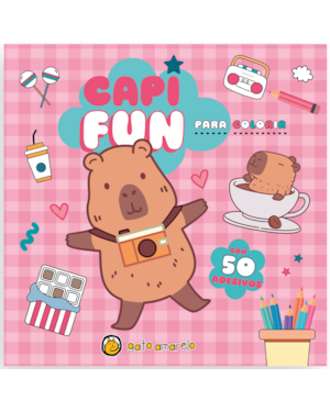 Capi Cute para Colorir: Capivara para Colorir com 50 adesivos
