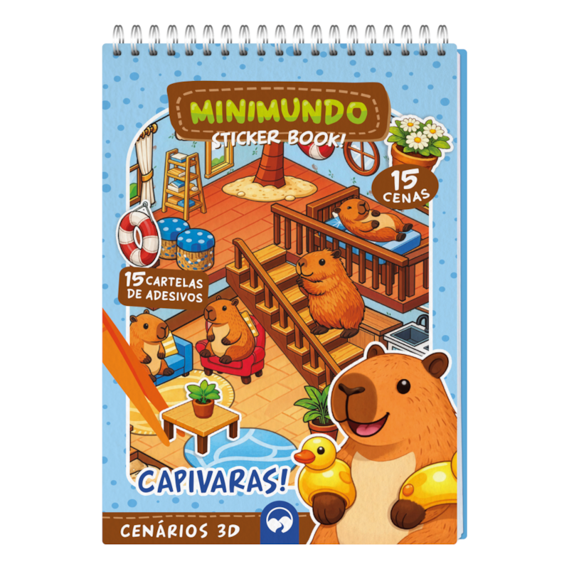 CAPIVARAS - MINIMUNDO STICKER BOOK: 15 CENÁRIOS, 15 CARTELAS DE ADESIVOS PARA COLAR E PINÇA PLÁSTICA