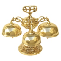 CARRILHÃO 4 SINOS 23CM DE ALTURA DOURADO BASE DESENHADA