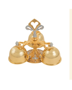 CARRILHÃO DOURADO COM 03 SINOS DETALHE CROMO