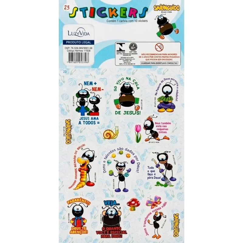 CARTELA DE ADESIVOS STICKERS - Nº23 - SMILINGÜIDO