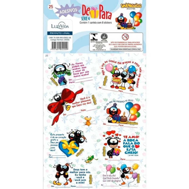 CARTELA DE ADESIVOS STICKERS -  Nº25 - SMILINGUIDO