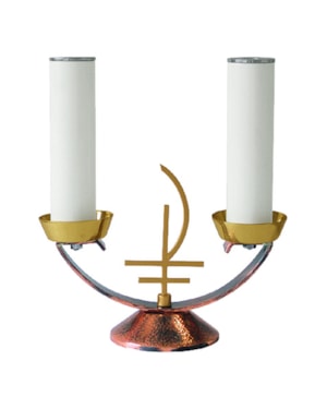 CASTIÇAL 16CM DE ALTURA DOURADO BASE COBRE