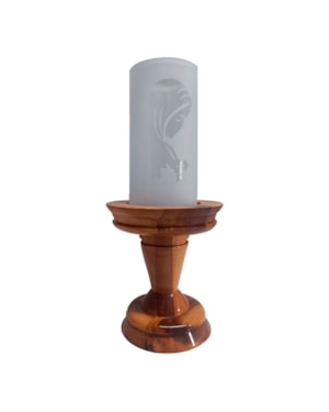 CASTIÇAL BASE MADEIRA ALTO MARIA 32CM