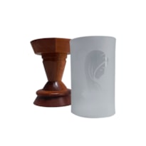 CASTIÇAL BASE MADEIRA BAIXO MARIA 21CM