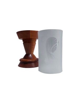 CASTIÇAL BASE MADEIRA BAIXO MARIA 21CM