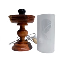 CASTIÇAL BASE MADEIRA COM LAMPADA MARIA 22CM