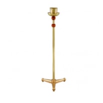 CASTIÇAL PARA CÍRIO E VELA 110CM DE ALTURA DOURADO ENTREMEIO DE MADEIRA