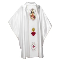 CASULA SAGRADO CORAÇÃO DE JESUS COM GALÃO  BORDADO - TAMANHO  M