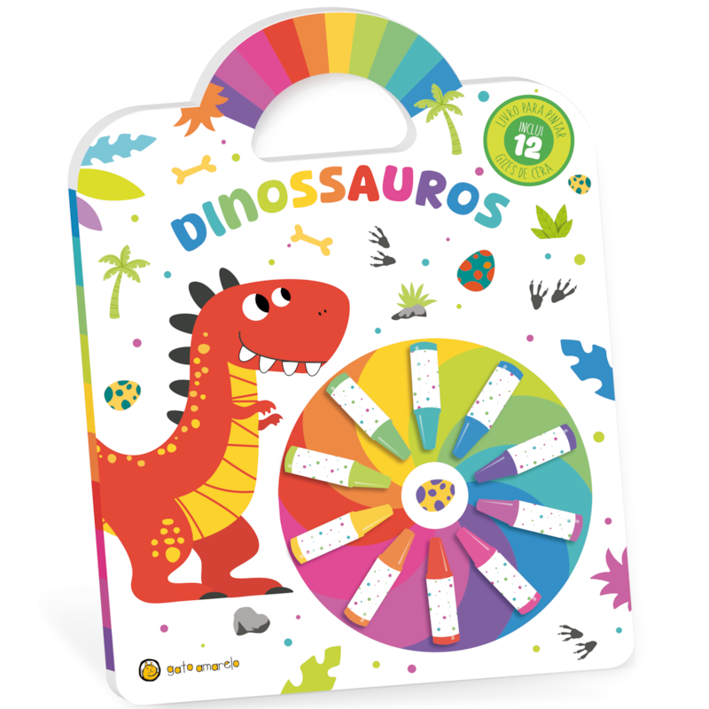 Cata-Vento Colorido - Dinossauros: Livro para Pintar c/ 12 giz de cera