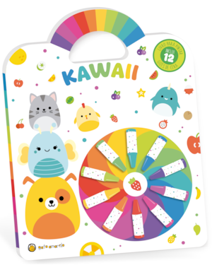 Cata-Vento colorido - Kawaii: Livro para pintar c/ 12 giz de cera