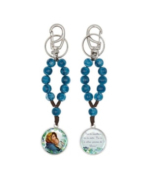 CHAVEIRO DEZENA DIVINA PROVALIDENCIA AZUL PETROLEO 10MM