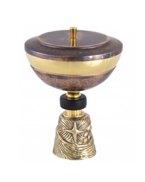 CIBÓRIO 18CM DE ALTURA COBRE BASE TRABALHADA