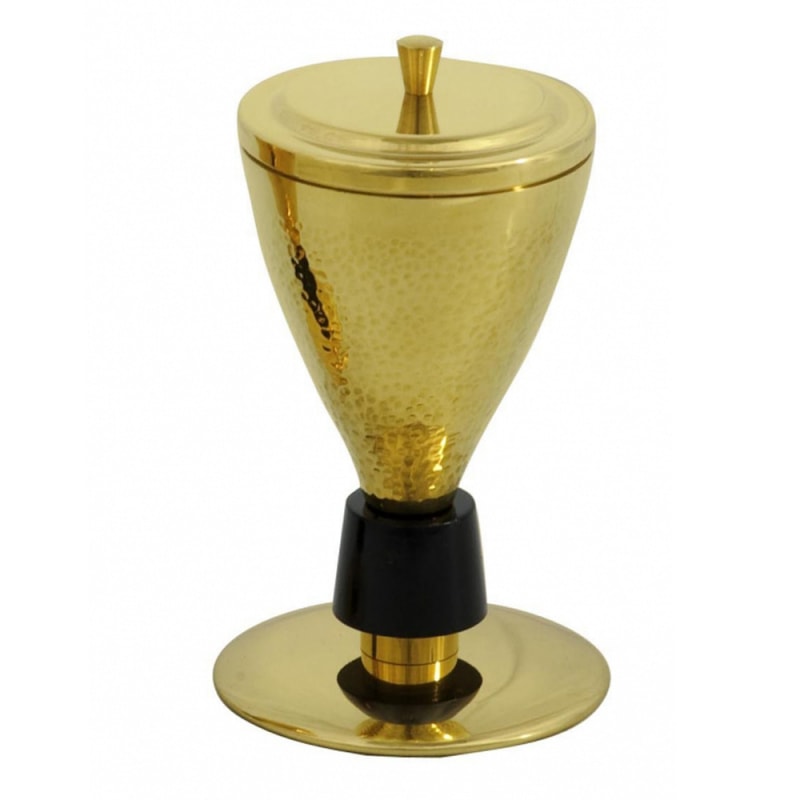 CIBÓRIO 18CM DE ALTURA DOURADO ENTREMEIO PRETO