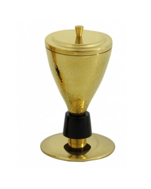 CIBÓRIO 18CM DE ALTURA DOURADO ENTREMEIO PRETO