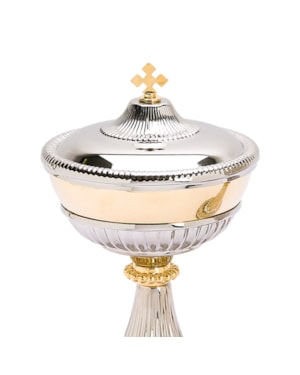 CIBÓRIO 20CM DE ALTURA DOURADO INTERNO ENTREMEIO TRABALHADO