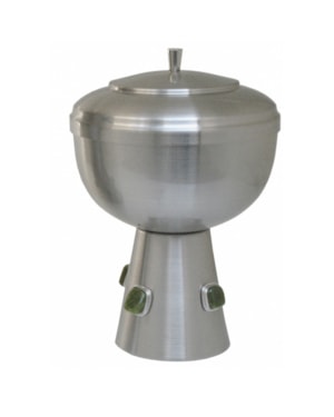 CIBÓRIO 22CM ALTURA CROMO ESCOVADO BASE COM PEDRAS 500 PARTÍCULAS