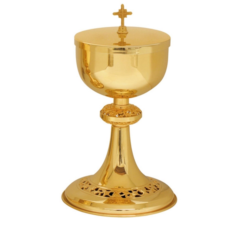 CIBÓRIO 24CM DE ALTURA DOURADO -300 PARTICULAS