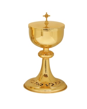 CIBÓRIO 24CM DE ALTURA DOURADO -300 PARTICULAS