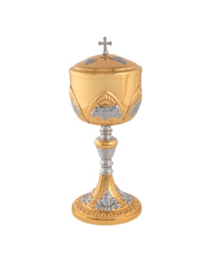 CIBORIO 25CM DE ALTURA DOURADO 180 PARTICULAS