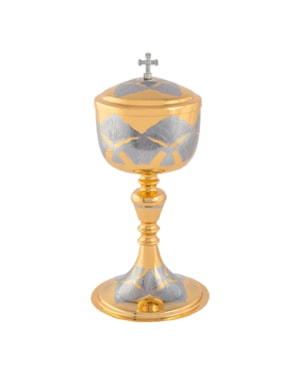 CIBORIO 25CM DE ALTURA DOURADO DESENHADO 180 PARTICULAS