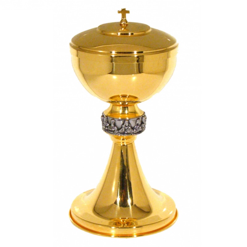 CIBÓRIO 25CM DE ALTURA DOURADO ENTREMEIO EM NIQUEL CIBÓRIO 25CM DE ALTURA DOURADO ENTREMEIO EM NIQUEL