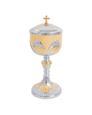 CIBORIO 25CM DE ALTURA DOURADO INTERNO 180 PARTICULAS