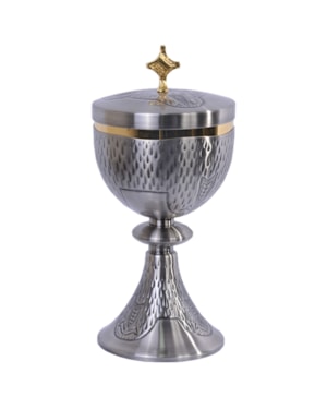CIBORIO AB 2776 PRATEADO TRABALHADO 26CM ALTURA