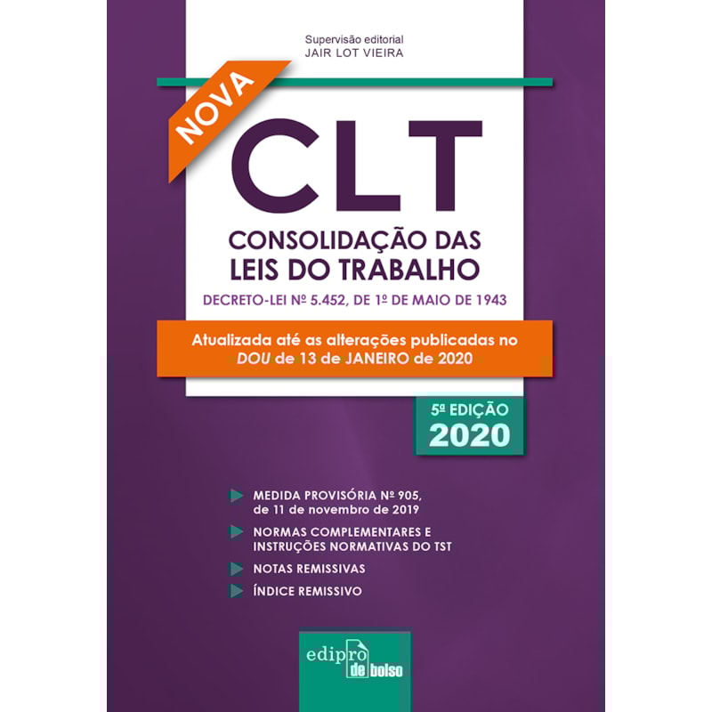 CLT - CONSOLIDAÇÃO DAS LEIS DO TRABALHO 2020 - MINI