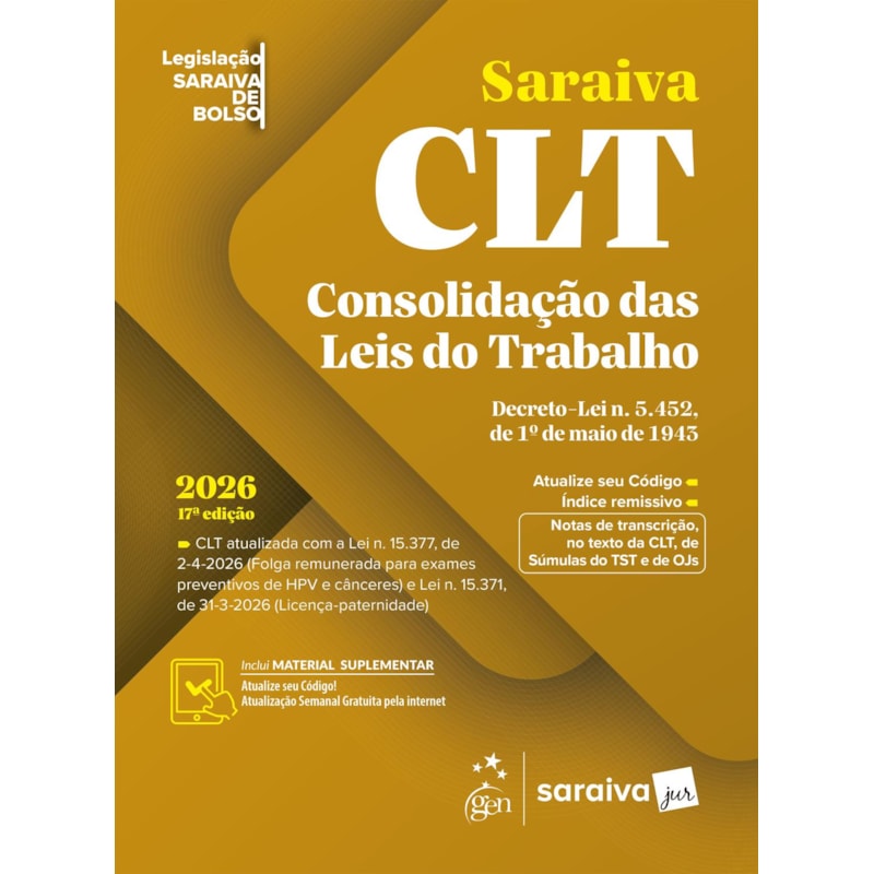 CLT - LEGISLAÇÃO SARAIVA DE BOLSO - 17ª EDIÇÃO 2026