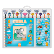 COALA: ESCOLAR LIVRO DE COLORIR COM 12 LÁPIS E 12 BORRACHAS TEMÁTICAS