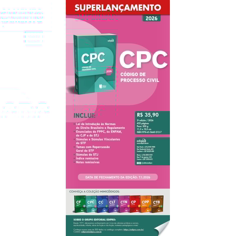 CÓDIGO DE PROCESSO CIVIL 2026 - Coleção MINICÓDIGOS