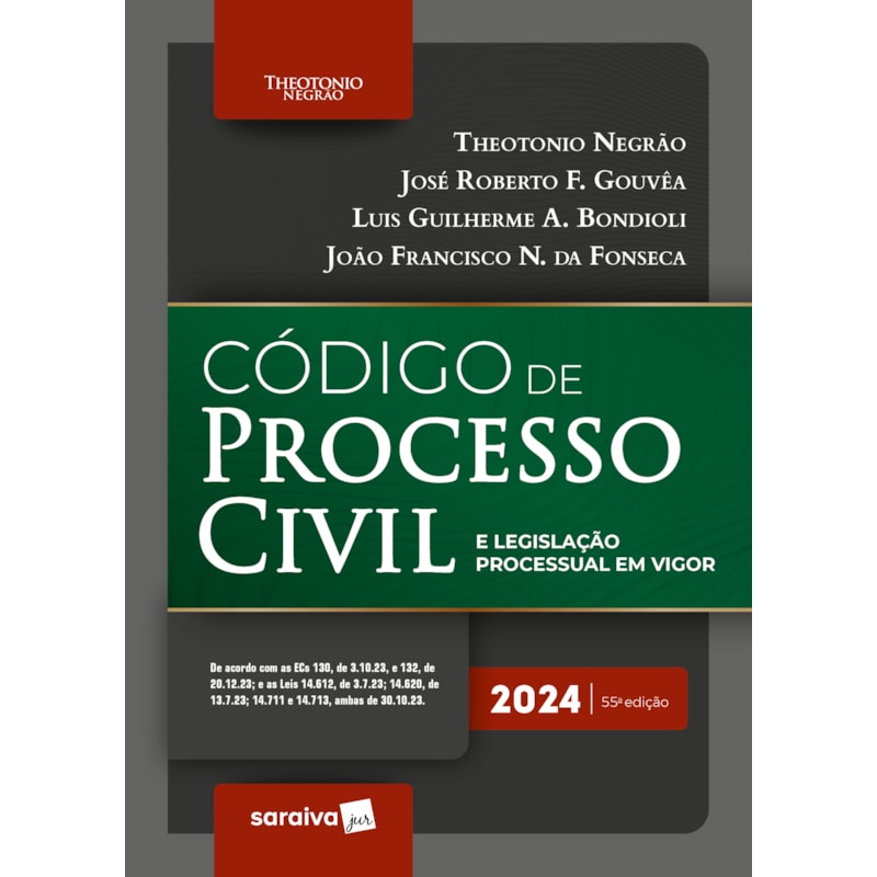CÓDIGO DE PROCESSO CIVIL E LEGISLAÇÃO PROCESSUAL EM VIGOR - 55ª EDIÇÃO 2024