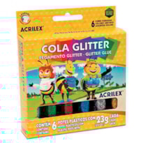 COLA COLORIDA ACRILEX COM GLITER 06 CORES