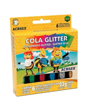 COLA COLORIDA ACRILEX COM GLITER 06 CORES