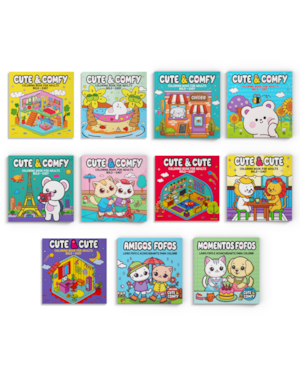 COLEÇÃO COLORING BOOK FOR ADULTS - KIT COM 11 LIVROS DE COLORIR ADULTO