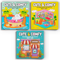 COLEÇÃO CUTE & COMFY COLORING BOOK FOR ADULTS SPECIAL - BOLD EASY - KIT COM 3 LIVROS DE COLORIR ADULTO